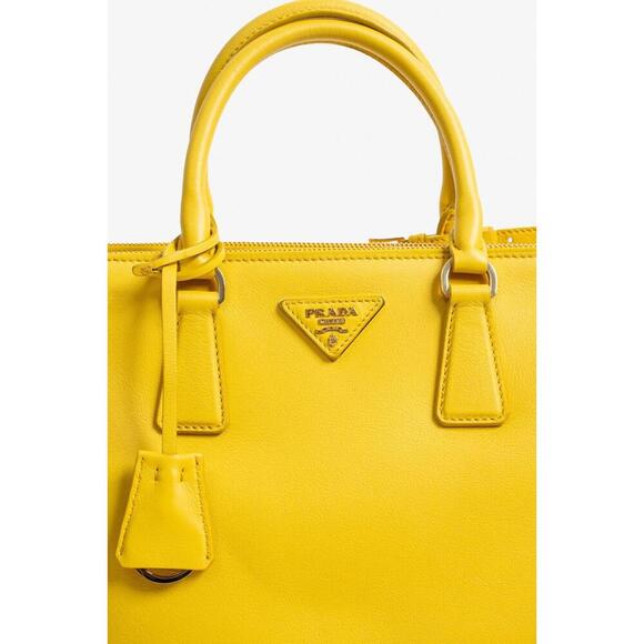 Prada Sunny Yellow Large Galleria Leather Tote Bag w/ Crossbody/Shoulder Strap - Picture 5 of 9